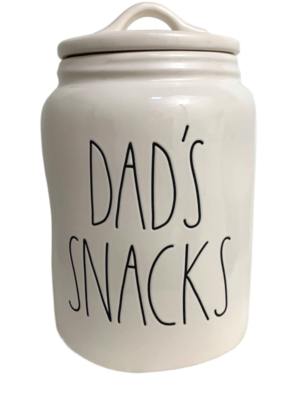 BRAND NEW Rae Dunn DAD’S SNACKS Ceramic Canister storage kitchen organizer 9" XL